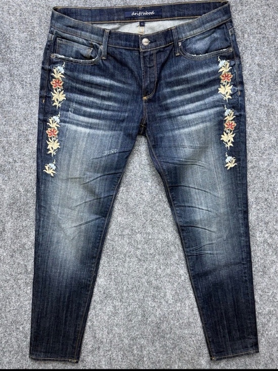 DRIFTWOOD Denim - Driftwood Women’s Jeans Embroidered Floral Distress Skinny Jeans Size 31x29